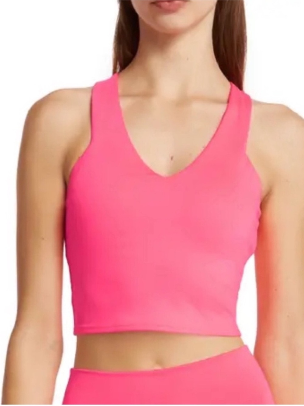 Alo Yoga Real Bra Racerback Tank Top Fluorescent Pink Coral Sz M 8-10 W9587R